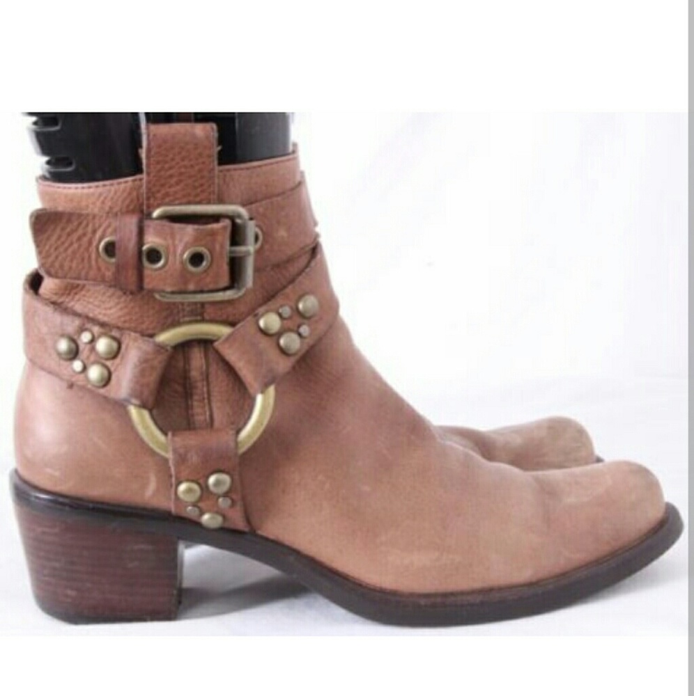Cole Haan G Series brown leather biker boots